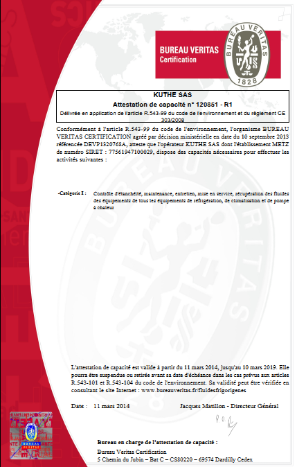 Attestation de Capacit&eacute;